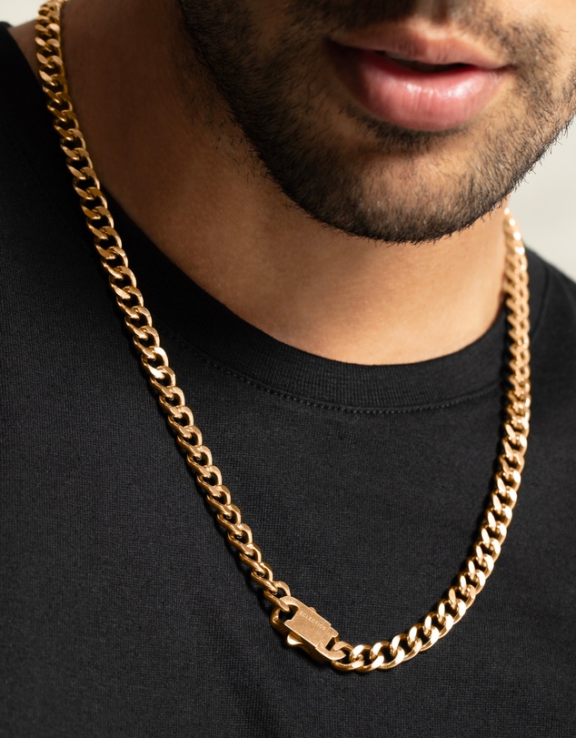Eclectics - Locked Cuban Chain Necklace - 18K Gold Plated Stainless Steel