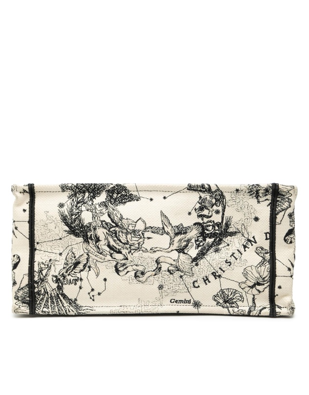 Pre-Loved by Azura Reborn - Pre-Loved Medium Canvas Embroidered Zodiac Toile De Jouy Book Tote