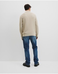Country Road - Australian Good Earth Cotton Wool Blend Textured Roll Neck Knit
