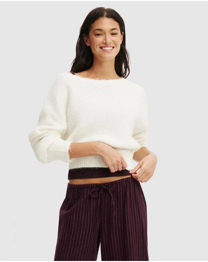 Cotton On Body - Fluffy Off The Shoulder Knit Jumper