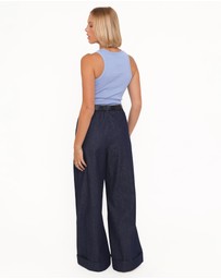 Petal & Pup - Elinor Cuffed Denim Pant - Dark Wash