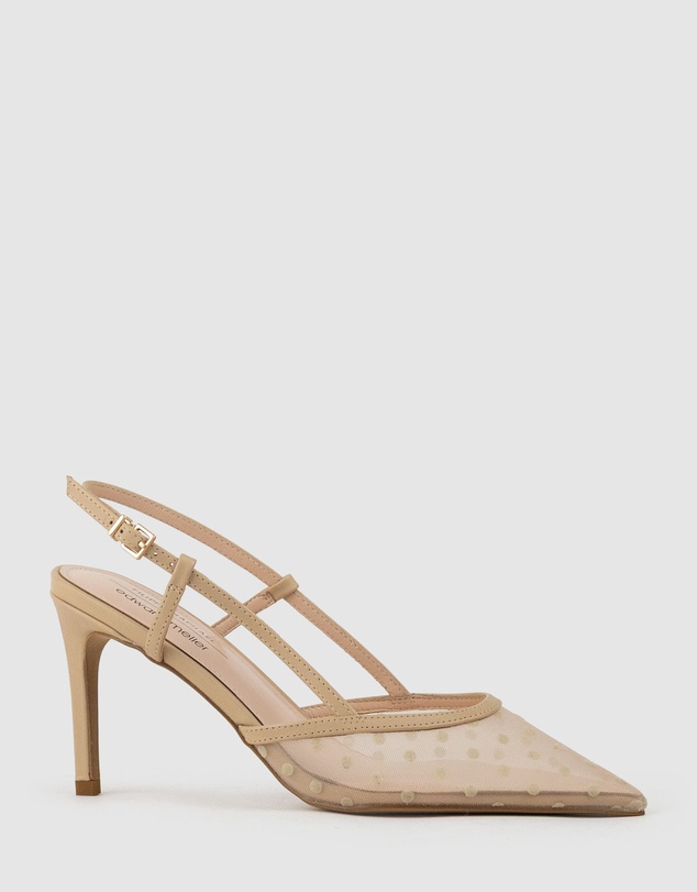 Edward Meller - ALECIA85 Dot Mesh Posted Slingback
