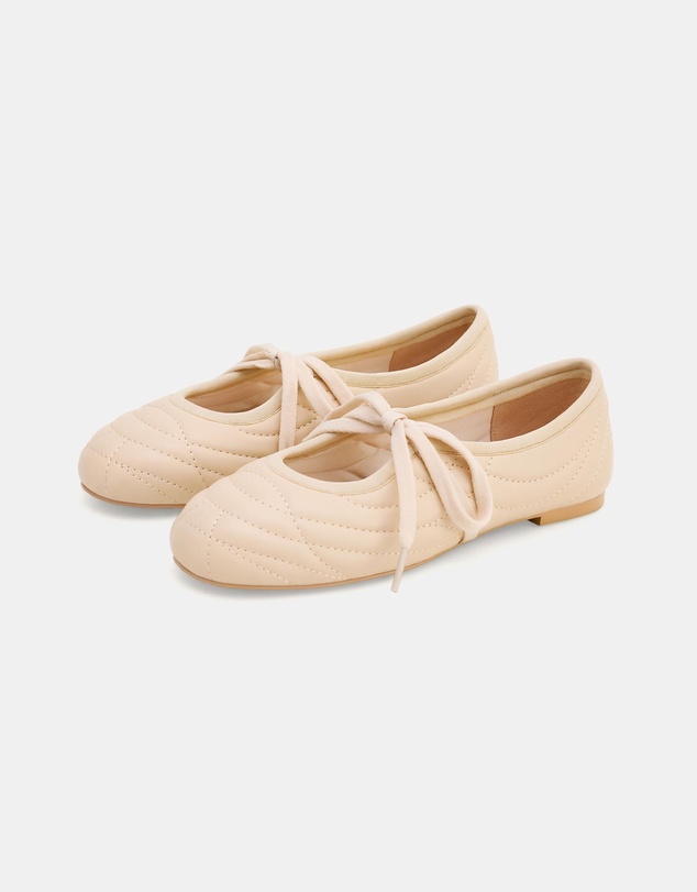 JW PEI - Erika Topstitching Lace-up Ballet Flats
