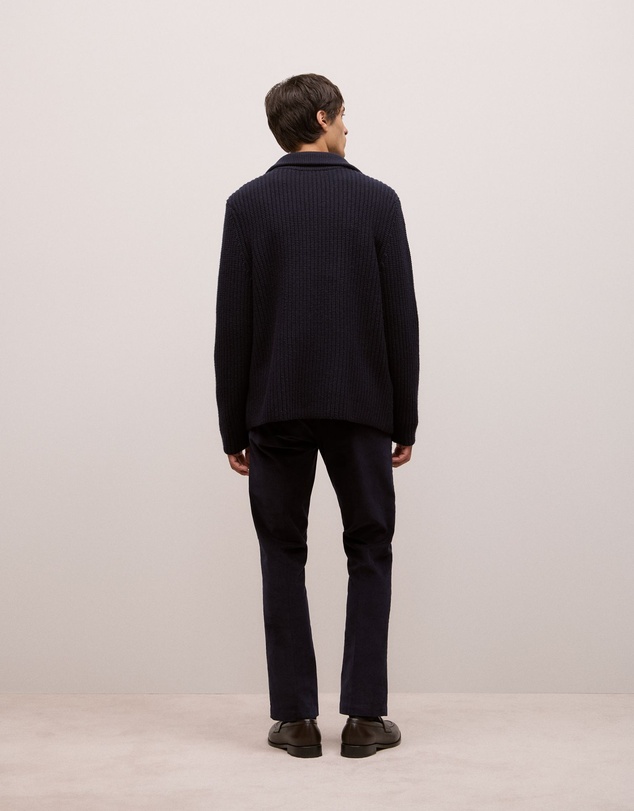 Trenery - Merino Lapel Cardigan in Navy