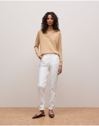 Trenery - Cotton Blend Boyfriend Jean in White