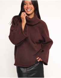 Petal & Pup - Bindy Cowlneck Knit Sweater - Brown