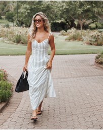 Petal & Pup - Jordin Maxi Dress - Ivory/Blue Stripe