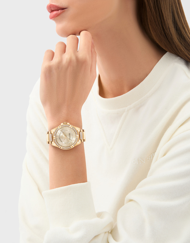 Plein Sport - Plein Sport Beauty Diva 40mm Champagne Dial Gold-Tone Stainless Steel Bracelet Watch