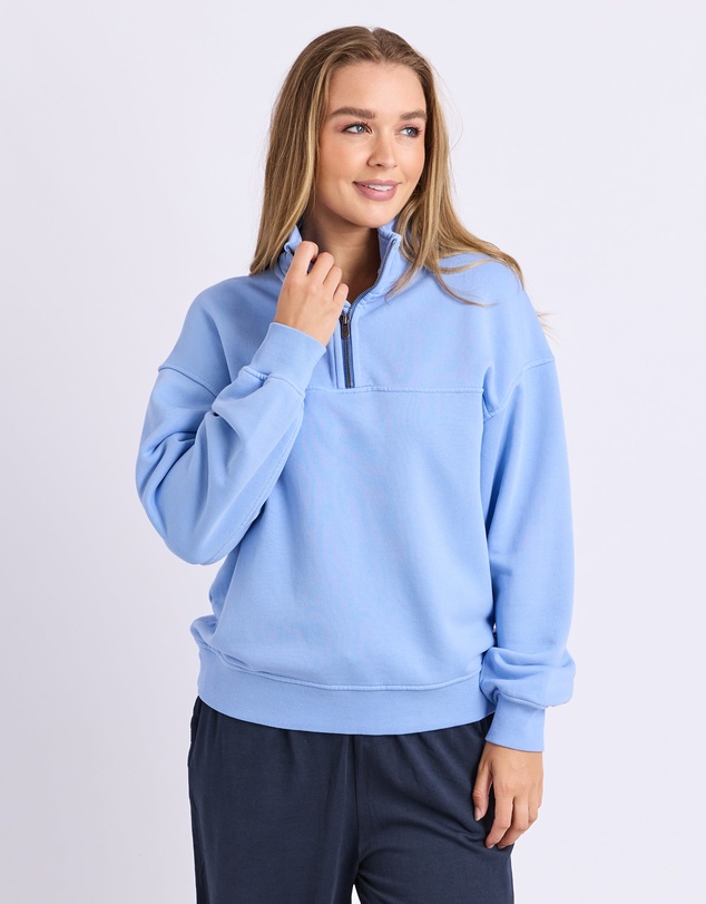 Foxwood - College Pigment Zip Crew Bluebell