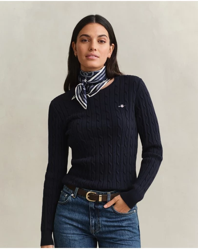 Gant - Stretch Cotton Cable Crew Neck Knit
