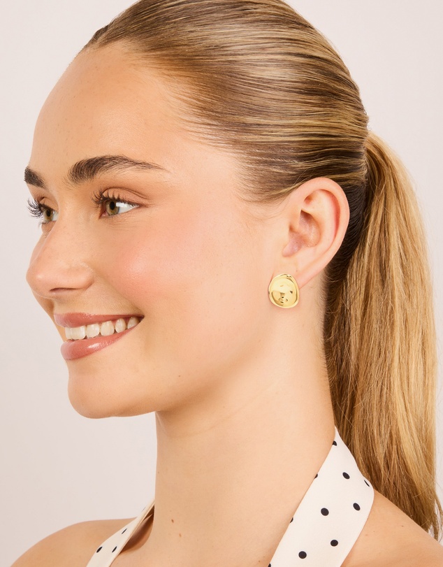 Lovisa - Waterproof Gold Plated Stainless Steel Button Stud Earrings