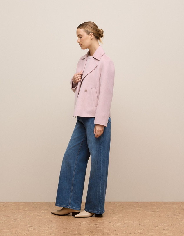 Trenery - Double Faced Wool Peacoat in Pink Rose