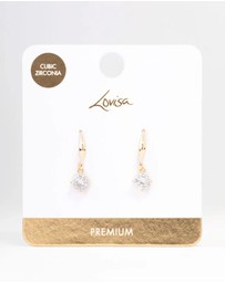 Lovisa - Gold Plated Cubic Zirconia Solitaire Hook Drop Earrings