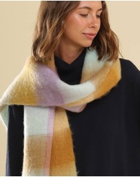 Morgan & Taylor - Emma Chunky Check Scarf Purple & Citrus Orange