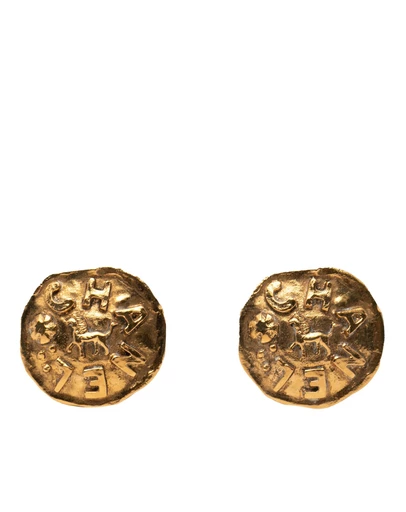 Pre-Loved by Azura Reborn - Pre-Loved Gold Plated Logo and Lion Clip On Earrings