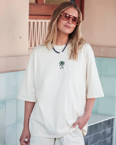 BUFFTRUE NAVY PALMS EMBROIDERY