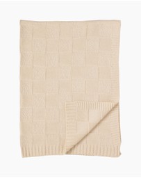 Living Textiles - Pram Knitted Blanket - Checkered Sand