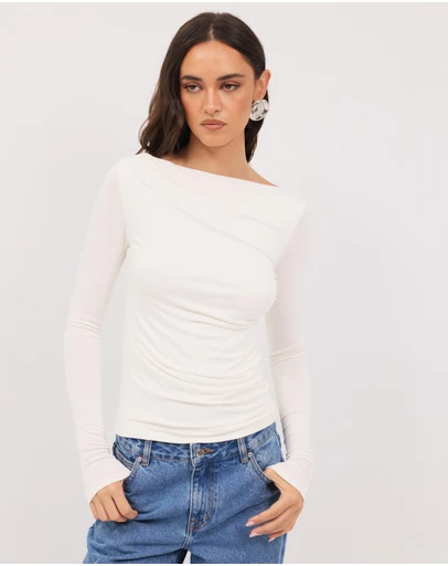 Calli - Mia Draped Long Sleeve Jersey Top