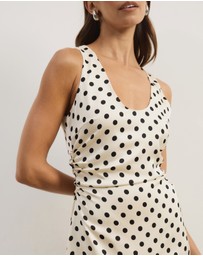 Atmos&Here - Lowen Satin Polka Dot Midi Dress