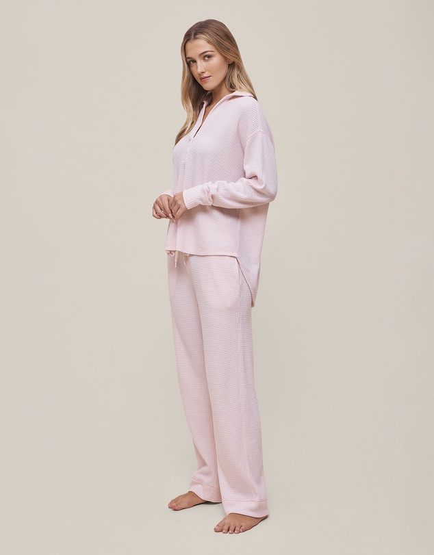 Papinelle - Super Soft Waffle Open Collared Long Sleeve Top and Pant