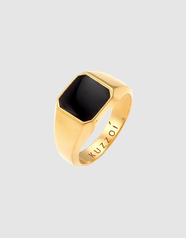 Kuzzoi - ICONIC EXCLUSIVE - Enamel Signet Ring in Gold-Plated 925 Sterling Silver