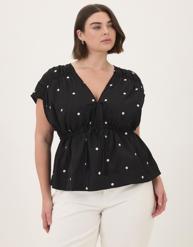 Atmos&Here Curvy - Hailey Organza Gathered Top