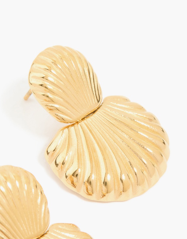 Lovisa - Waterproof Gold Plated Stainless Steel Double Shell Stud Drop Earrings