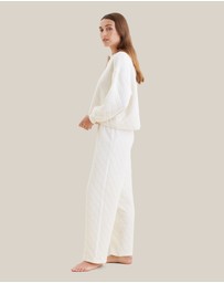 Papinelle - Quilted Cotton Henley Long Sleeve Top