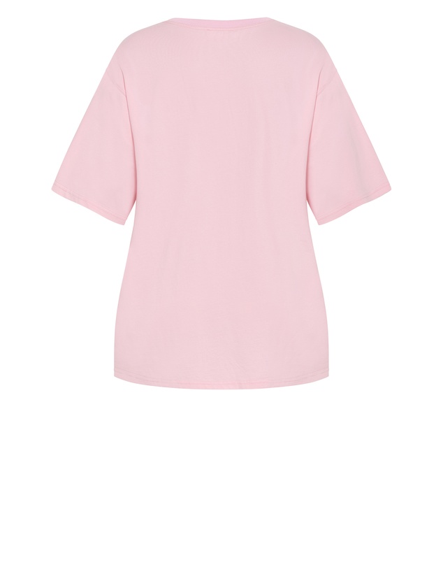 City Chic - Plus size Riders Club Cotton Tee - pink