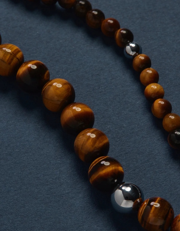 Najo - Apollo Men's 10mm Tiger Eye & Steel Elasticised Bracelet