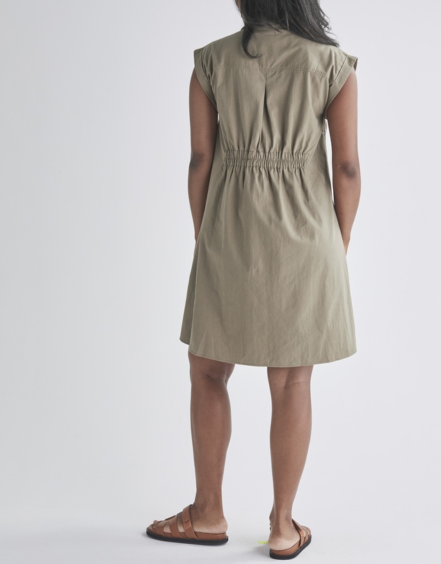 Angel Maternity - Kaya Maternity Safari Shirt Dress In Khaki Green