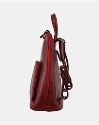 Milleni - Milleni Ladies Genuine Leather Twin Zip Backpack