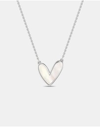 Mestige - Pearl Heart Necklace - Silver Plated