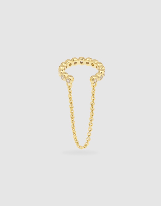 Wanderlust + Co - Pave Drop Chain Gold Ear Cuff