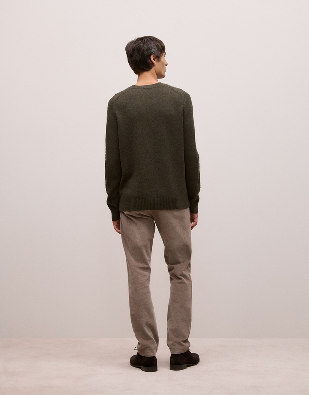 Trenery - Merino Cable Detail Crew in Winter Moss