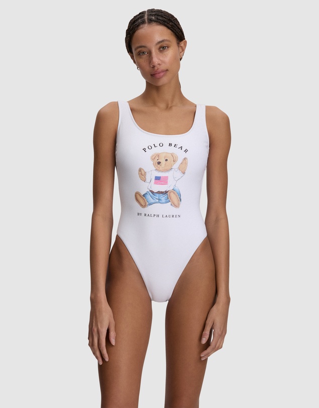 Polo Ralph Lauren - Terry Polo Bear High Leg One-Piece Swimsuit