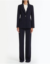 Carla Zampatti - Navy Pinstripe Wide Leg Pant