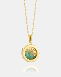 Rachel Jackson - Small Deco Sun Amulet May Birthstone Emerald Necklace (Prosperity & Love)