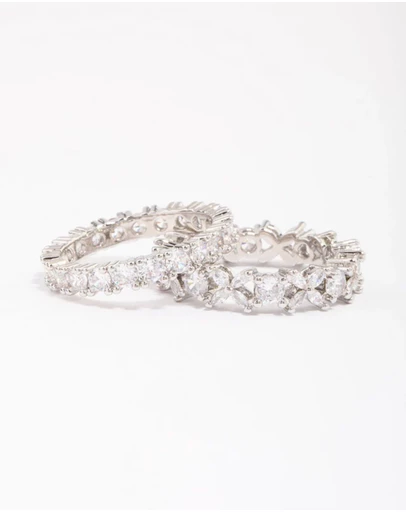Lovisa - Silver Flower Double Band Stack Ring