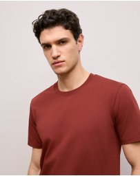 Trenery - Cotton Jersey Crew T-shirt in Deep Red