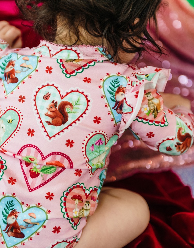 Fleur Harris - 'Woodland Love' Frill Bodysuit in Peach