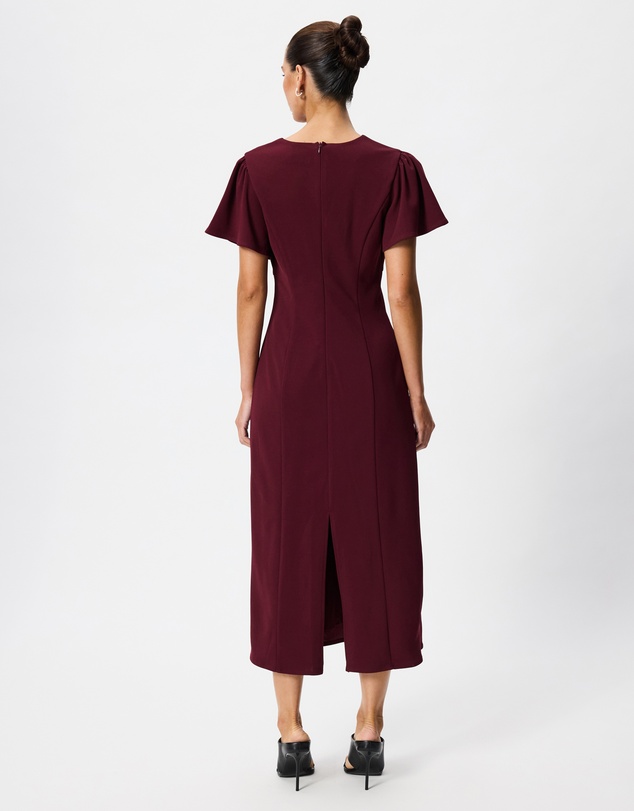 Tussah - Isabella Flutter Sleeve Crepe Midi Dress