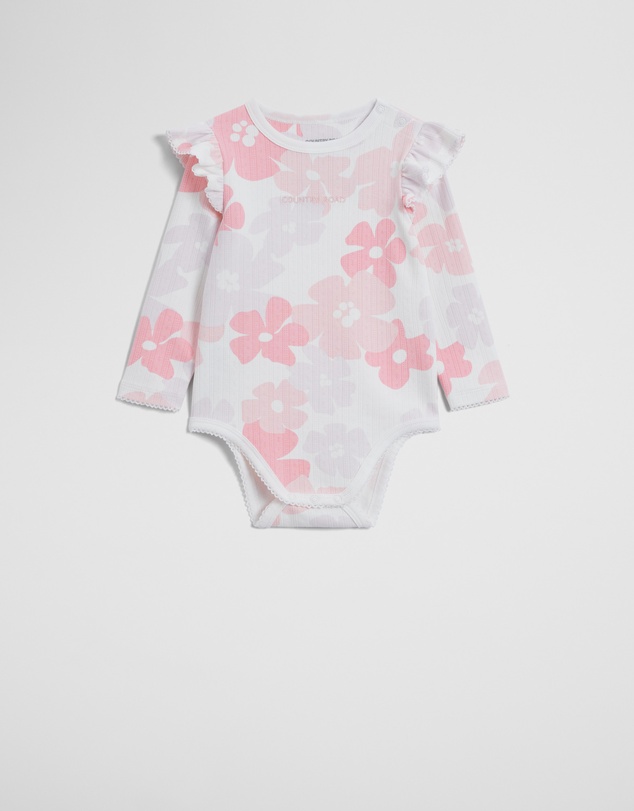 Country Road - Organically Grown Cotton Blend Pointelle Frill Bodysuit