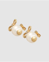 Elli Jewelry - Earrings Hanger Bow Classic with Freshwater Cultured Pearl in 925 Sterling Silver Gold Plated