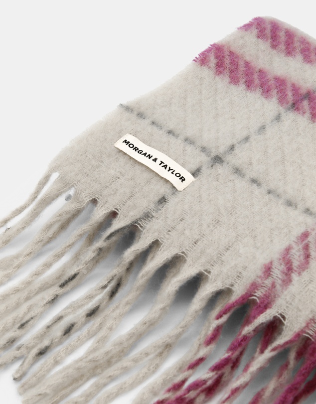 Morgan & Taylor - Hallie Scarf in Pink & Beige Check