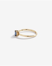 Michael Hill - Pear-Cut White Sapphire and Emerald-Cut London Blue Topaz Toi Et Moi Ring in 10kt Yellow Gold