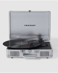 Crosley - Crosley Cruiser Bluetooth Portable Turntable - Silver + Gadhouse Vinyl Rack Bundle - Black