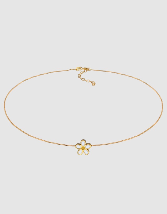 Elli Jewelry - Necklace Choker Flower Nature 925 Sterling Silver Gold-Plated