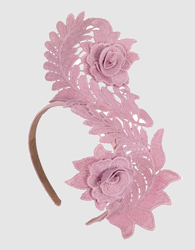 Max Alexander - Pink Lace Crown Headband Fascinator