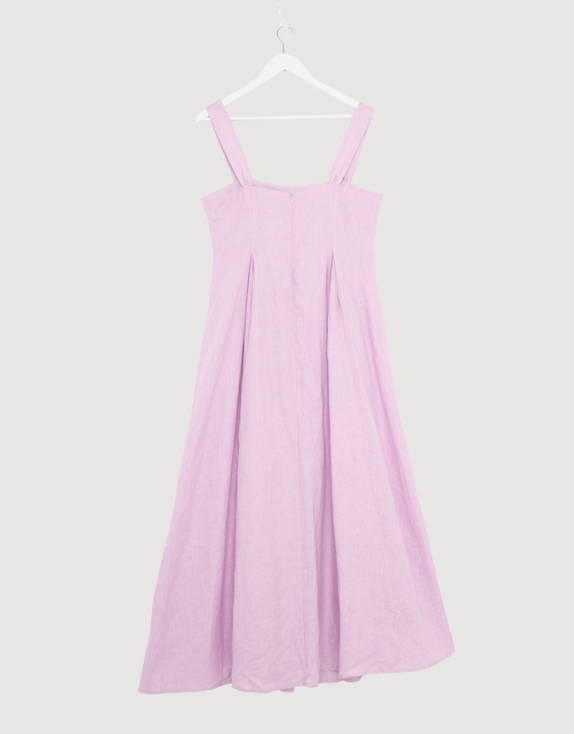 Revibe - Repaired AERE Inara Pleated Linen Midi Dress - AU 14